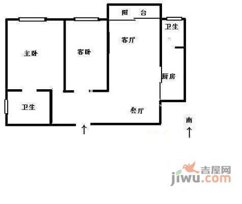 中邮苑2室2厅1卫117㎡户型图