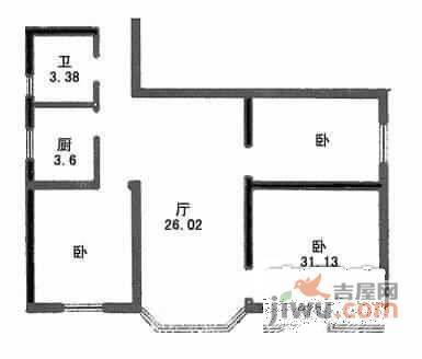 东安公寓3室2厅1卫128㎡户型图