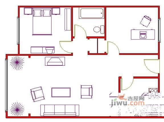 益民公寓2室2厅1卫96㎡户型图