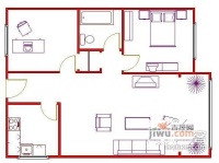 益民公寓2室1厅1卫95㎡户型图