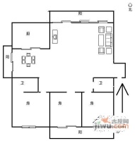 天香公寓3室2厅2卫145㎡户型图