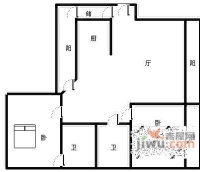 常德公寓3室2厅2卫190㎡户型图