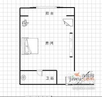 美丽园大厦1室1厅1卫52㎡户型图