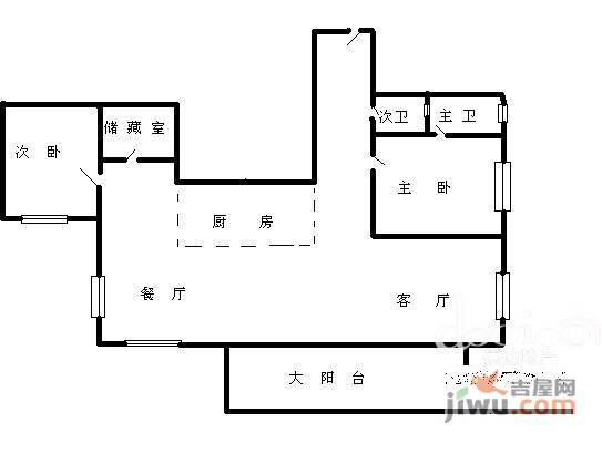 太阳公寓2室2厅1卫86㎡户型图