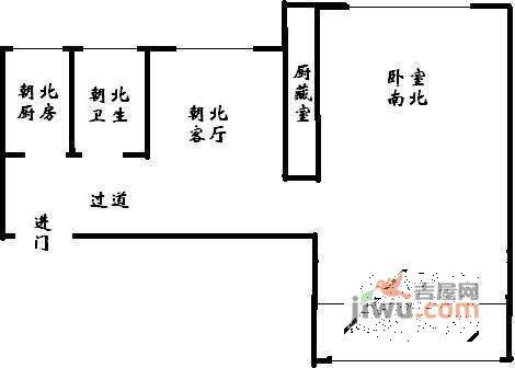 王家沙花苑1室1厅1卫56㎡户型图