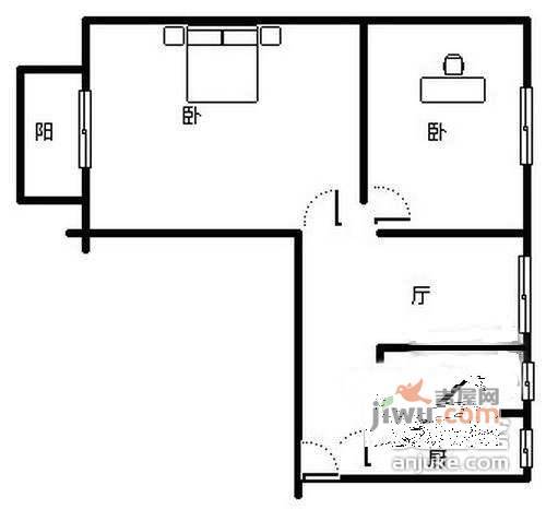 蓝宝石公寓2室1厅1卫56㎡户型图