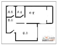 静安富民公寓1室2厅1卫67㎡户型图