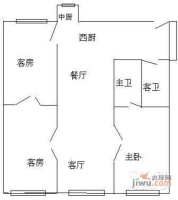 南京西路886弄小区3室2厅2卫141㎡户型图