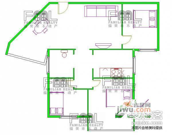 慈爱公寓3室2厅1卫120㎡户型图