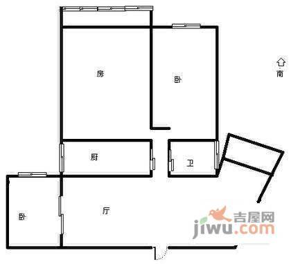 慈爱公寓3室2厅2卫户型图