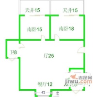 申江花苑2室2厅1卫户型图