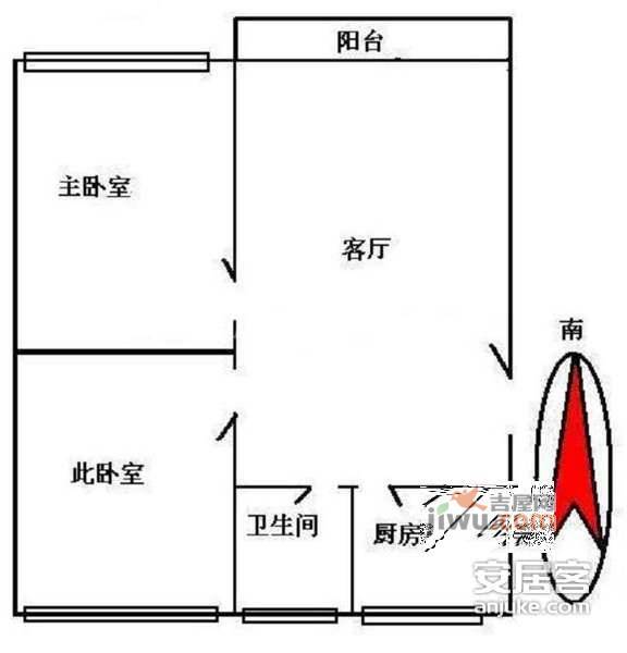 丽景公寓2室1厅1卫71㎡户型图