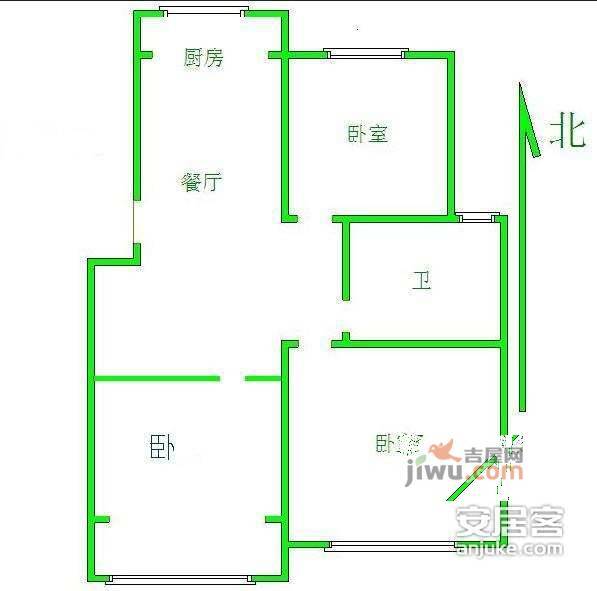 浦发香舍2室2厅1卫97㎡户型图