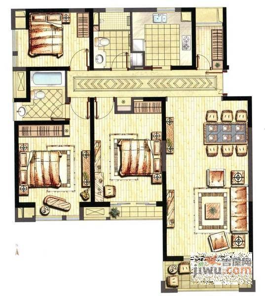 龙湖郦城3室2厅2卫157㎡户型图