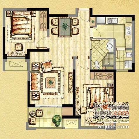 龙湖郦城2室2厅2卫110㎡户型图