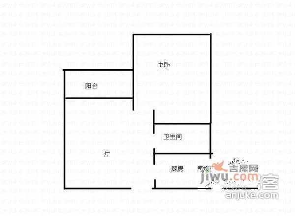 宏立瑞园1室2厅1卫60㎡户型图