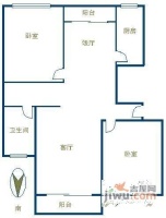 银翔新村2室2厅1卫89㎡户型图