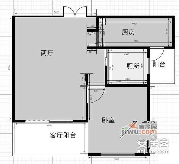 圣莫尼卡1室2厅1卫户型图