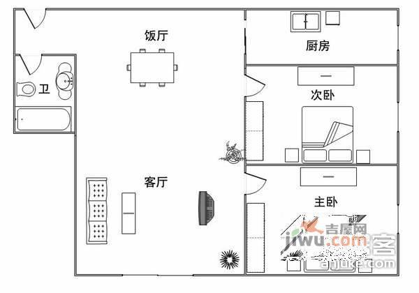 惠祥公寓2室2厅1卫户型图