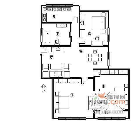 金中苑3室2厅1卫103㎡户型图