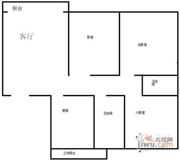 富南大厦3室2厅2卫125㎡户型图