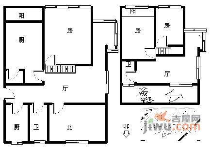 豫景公寓4室2厅2卫1900㎡户型图