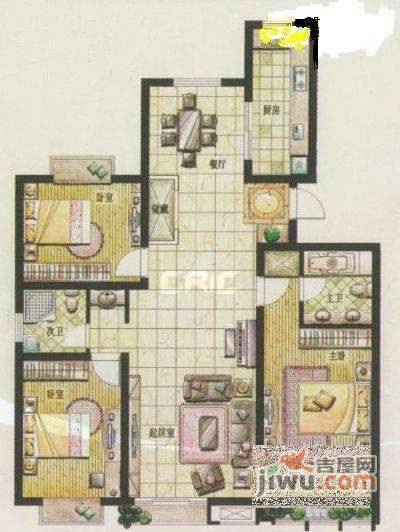 明珠家园3室2厅2卫122㎡户型图