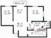 恒升大厦3室2厅1卫127㎡户型图