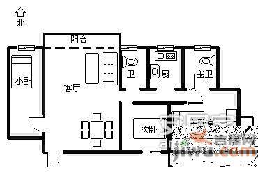 平利公寓3室2厅2卫145㎡户型图