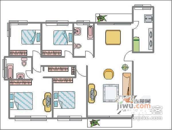 老西门公馆4室2厅2卫169㎡户型图