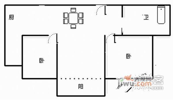 老西门公馆2室2厅1卫105㎡户型图