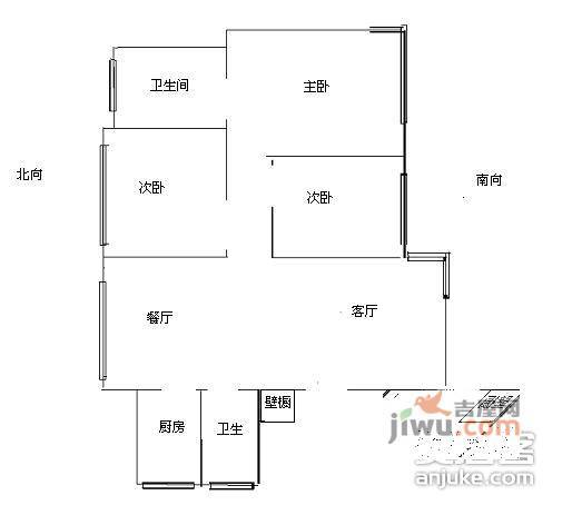 南文大厦3室2厅2卫146㎡户型图