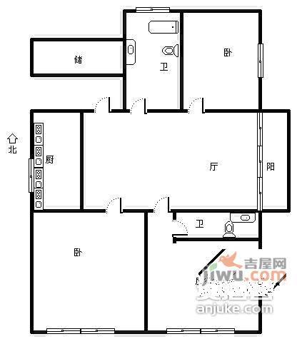兴林公寓3室2厅2卫164㎡户型图