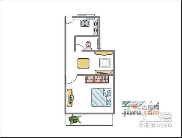 喜侬小区1室1厅1卫40㎡户型图