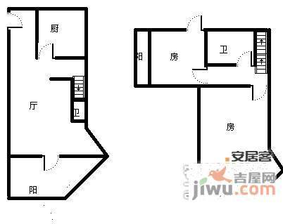 复地雅园2室2厅2卫123㎡户型图