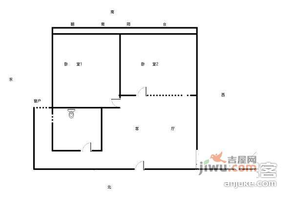 士林华苑1室2厅1卫87㎡户型图