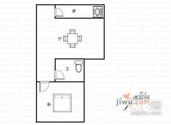 瑞福小区1室1厅1卫53㎡户型图