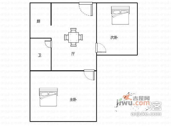 瑞福小区2室1厅1卫户型图