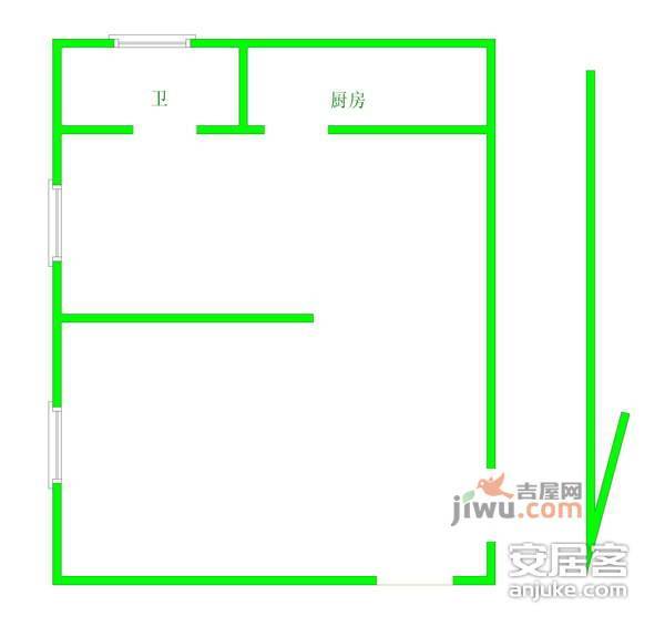 瑞福北大楼1室1厅1卫53㎡户型图