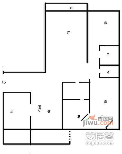 松柏小区3室2厅2卫125㎡户型图