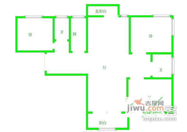 松柏小区3室1厅1卫93㎡户型图