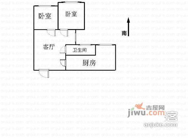 松柏小区2室1厅1卫68㎡户型图