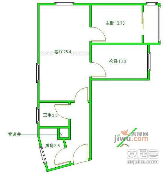 松柏小区2室1厅1卫68㎡户型图