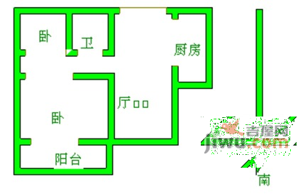 松柏小区2室1厅1卫68㎡户型图