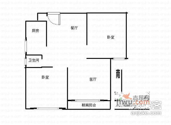 中信福申大楼2室2厅1卫115㎡户型图