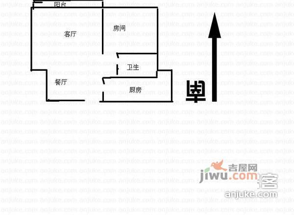 贵州路西块小区1室1厅1卫80㎡户型图