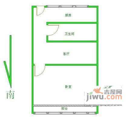 连云大楼1室1厅1卫58㎡户型图