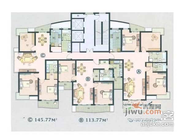 雅州公寓3室2厅2卫154㎡户型图