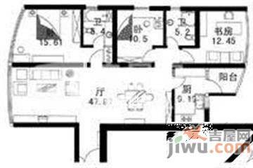 福海公寓3室2厅2卫164㎡户型图