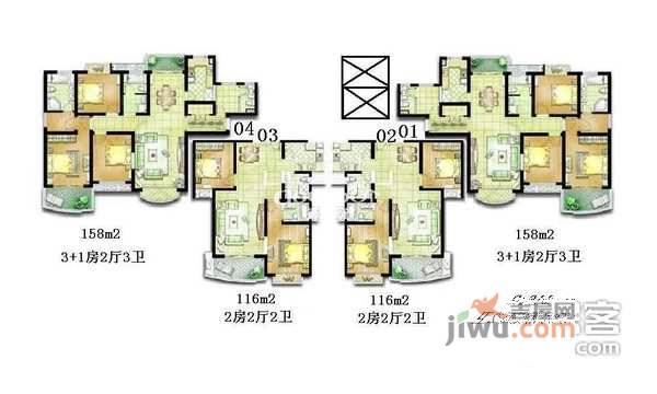 华盛大公馆2室2厅2卫112㎡户型图